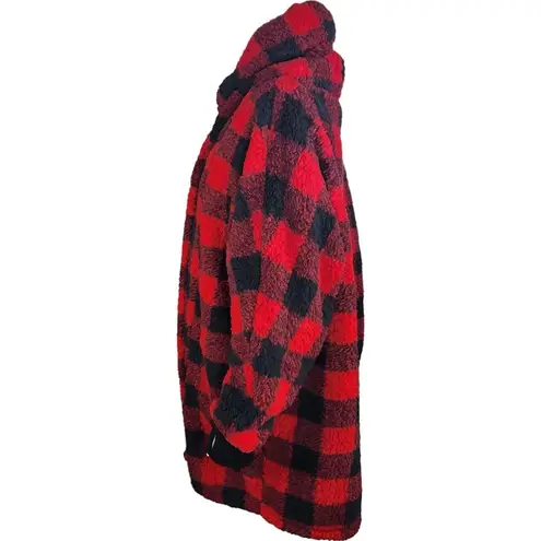BumbleBella By Jill Martin Sherpa Shawl Collar Button Lounger Buffalo Plaid XS/S