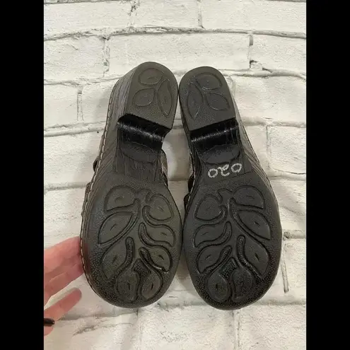 Born Concept Clogs Womens 7M Brown Lyza Stripe Slingback Slip On Block Canvas Size 7