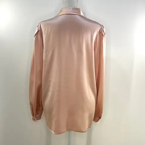 Doncaster  Soft Silk Blouse Pink Long Sleeves Statement Collar