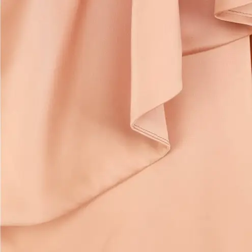 Lulus  Defining Style Satin Ruffled One‎ Shoulder Top in Light Peach Size Small