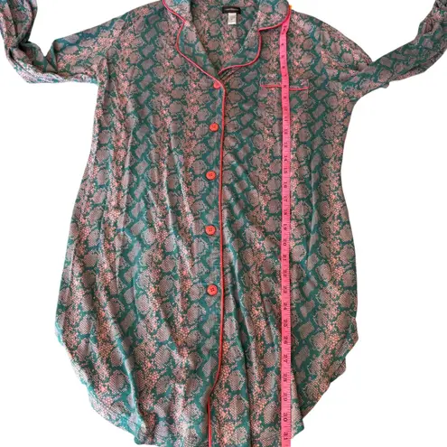 Cosabella Pajama Nightgown Teal Pink Snake Print Loungewear Sleepwear Medium