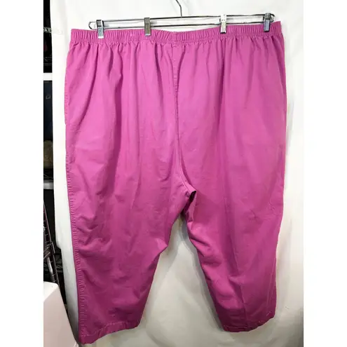 Woman Within Plus Size 36T Cropped Pants Capri Hot Pink Cotton Elastic 1472