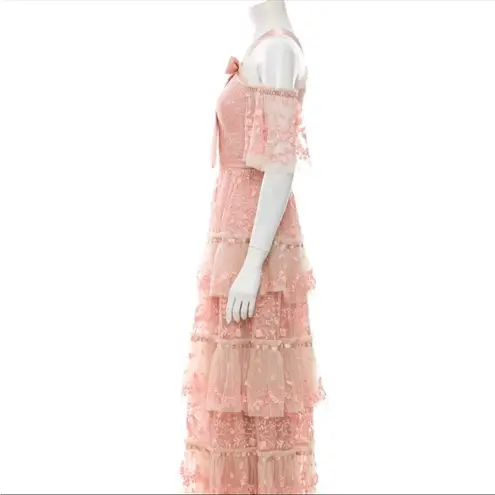 Needle & Thread Primrose Pastel Pink Bow Off Shoulder Wedding Prom Dress Gown