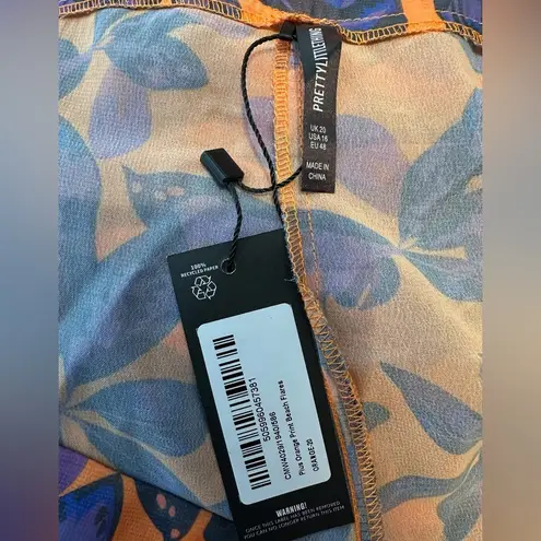 Pretty Little Thing NWT  Plus Orange Beach Flares Floral Tropical Womens Size US 16