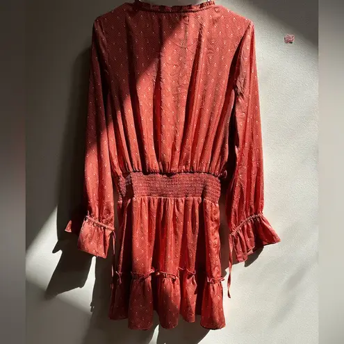 Saltwater Luxe LIKE NEW | Lena Peasant Mini Dress in Rose Dots Women’s Medium