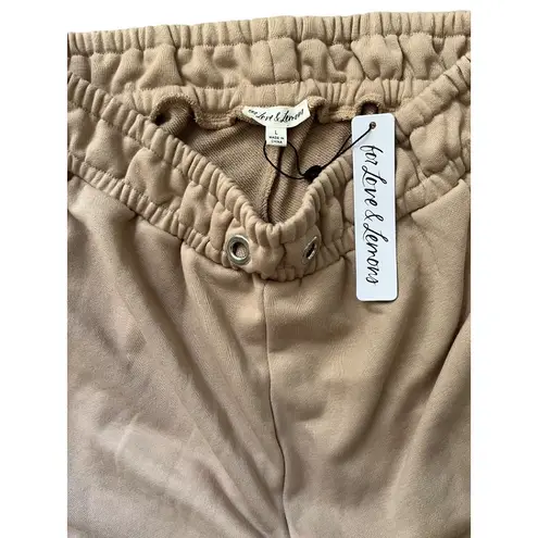 For Love & Lemons NWT  L Ellie Sweatpants Joggers Beige Latte Sweat Pants And