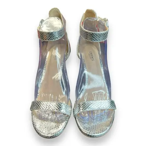 L'Agence Women's US 8.5/EU 39 Embossed Leather Gisele Sandal In Silver