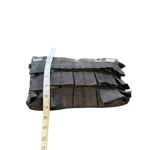 Femme Couture Black Ruffled Layer Clutch Bag Zipper Closure Quirky Going Out