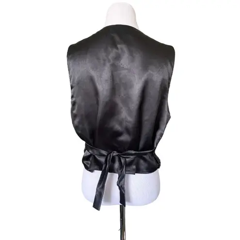 Vintage Silk Beaded Sequin Waistcoat Vest Black