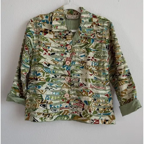 Life Style Women's Shirt Jacket Rag Striped Button Up Colorful Petite M Artsy Size undefined