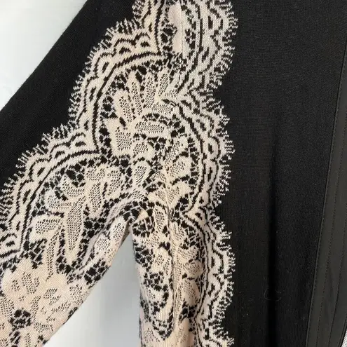 Chico's  Zenergy Size 2 US L 12 Lace Mix Neema Jacket Black Full Zip Knit Stretch