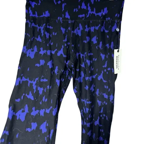 Warrior Danica Patrick NWT Blue and Black Patterned Leggings Lace Trim Medium