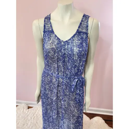 Others Follow Blue and White Paisley Dress w/ Pleats