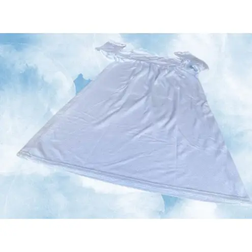 Miss Elaine Maxi Nightgown Small Blue Fleece Embroidered Flowers Lace Buttons Size undefined