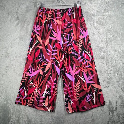 Bob Mackie Wearable Art Pants Women S Wide Leg Palazzo Tropical Leaf Bold Cruise