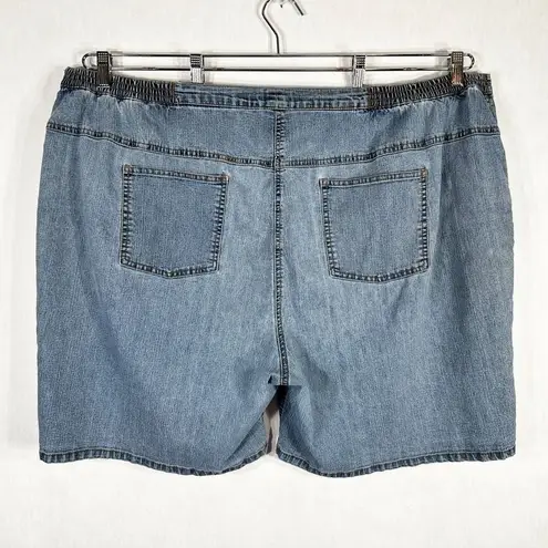 Liz & Me Catherines Plus Sz 26W Denim Shorts Jeans Light Blue Elastic Waist 1180