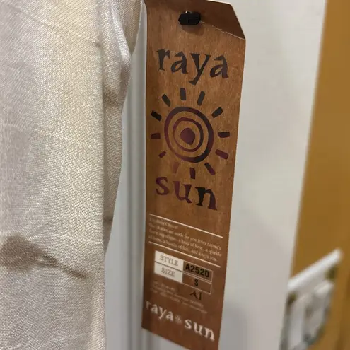 Raya Sun BROWN AND CREAM SLEEVELESS DRESS OR BEACH COVER UP HI LO HEM SIZE SMALL