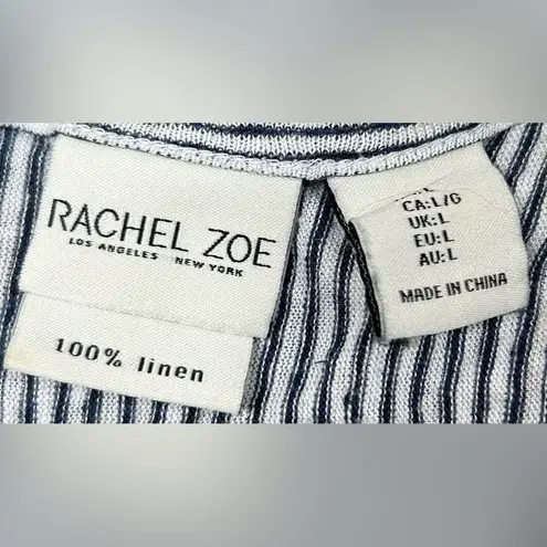 Rachel Zoe Women’s Striped 100% Linen Button Down Tie Front Tank Top Size L