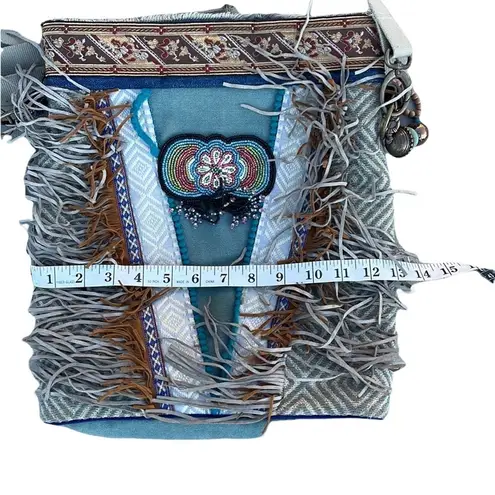 Catena handmade BOHO crossbody bag purse beadwork leather fringe
