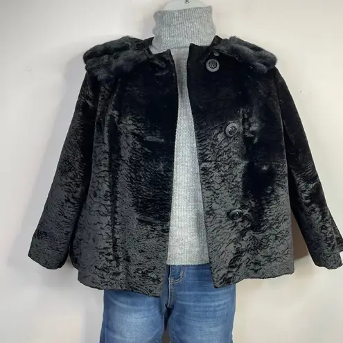 Vintage 70s Young Quinlan Black Persian Lamb Swing Coat Retro 60s Womens M L Size M