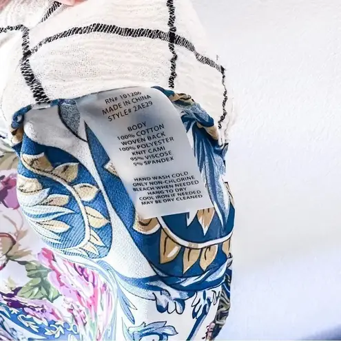 Soft Surroundings Soft Surroundings Gardenside Windowpane Cream Floral Tunic Shirt Dress XS