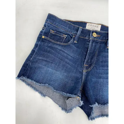 Frame  Le Cutoff Frayed Raw Hem Denim Blue Jean Shorts Size 25