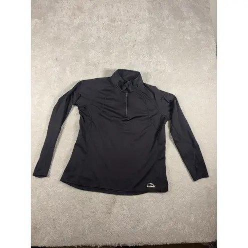 L.L. Bean m Reg 1/4 Zip Lightweight Activewear Top Thumbholes Item 288015 Black Size M