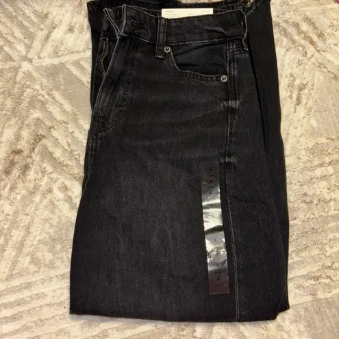 American Eagle SUPER HIGH-RISE BAGGY WIDE LEG ANKLES BLACK SIZE 4