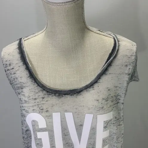 Betsey Johnson Give Love Get Love Gray Burnout Tee Tank top Size XL