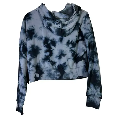 NWT 90 Degree By Reflex Hoodie Womens M Blue Tie Dye Crop Fleece Cool Girl Urban Size M
