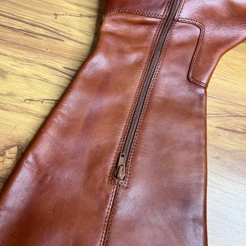 INC International Concepts Fawne Leather Riding Knee High Boots Sz 12 Cognac NEW Brown