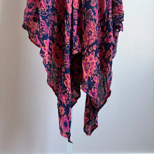 Donna Bella sz XS pink blue halter Y2K burnout floral fairy midi dress