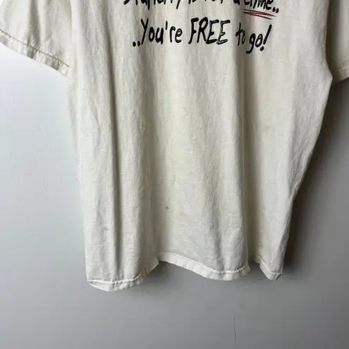 Hybrid Apparel Stupidity Is Not a Crime T Shirt Vintage White Small S Statement Graphic Tee