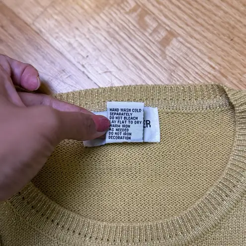 Alfred Dunner  Women's Mock Layer Gold Metallic Pullover Long Sleeve Sweater L