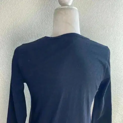 J.Crew  Mercantile Black Long‎ Sleeve Tie Front Crew Neck T Shirt XS Cotton