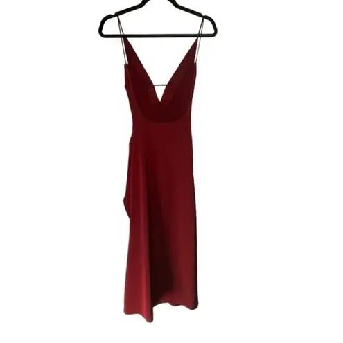 AMYLYNN Backless Satin Dress Jolie Satin Slip Dress in Burgundy Size Small Red