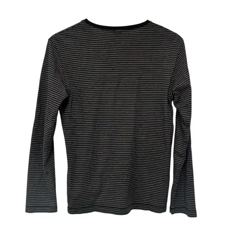Paul Smith Black Gray Striped V Neck Long Sleeve Shirt Sz M Size M