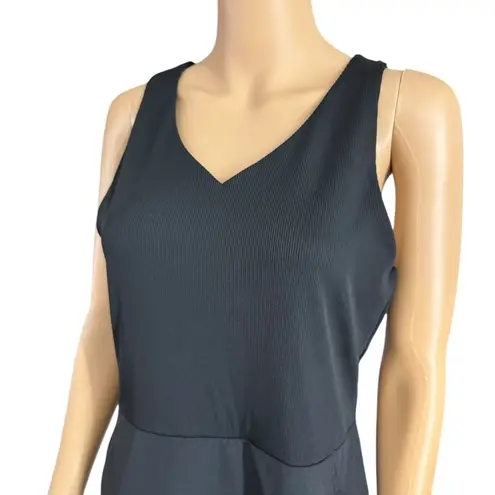 NWOT Freely Dress Black Athletic Pullover Ribbed Open Back Midi Dress Medium