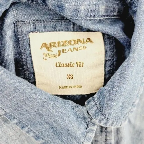 Arizona Jeans Arizona Jean Womens 100% Cotton Chambray Denim Long Sleeve Button Down Size XS