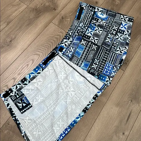 RipSkirt Hawaii Pacific Tapa Blue Floral Wrap Cover Up Swim Skirt Size Large