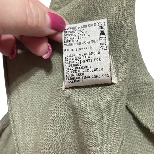 Kathie Lee Collection VTG Y2K Linen Blend Shift Dress XL Sage Green Minimalist