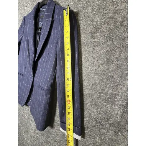 Massimo Dutti Blazer Jacket Womens 4 Blue Pinstripe Wool Blend Italian Fabric