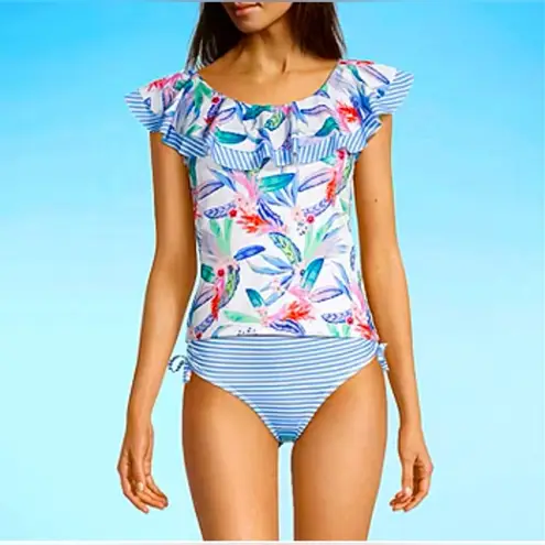 Outdoor Oasis Lined Tankini Ruffle Swim Top Only