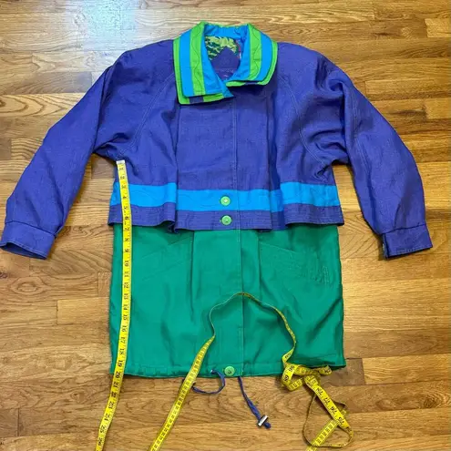 None Women’s 80s Replica Retro Vintage Inspired Purple Green Windbreaker Coat Jacket