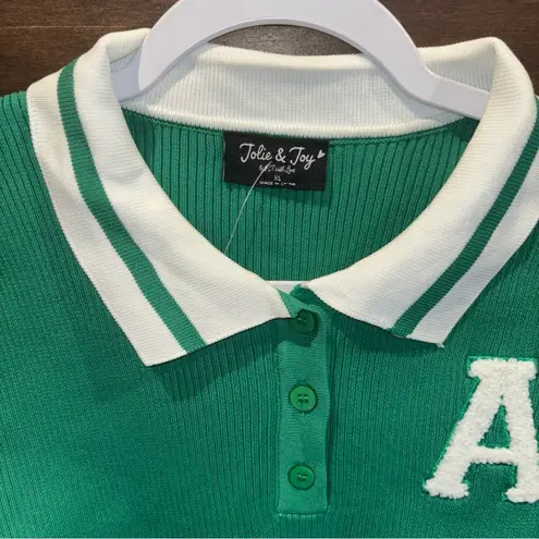 JOLIE & Joy GREEN XL JR. MONOGRAM A RIBBED CROPPED PREPPY PULLOVER Size undefined - Image 4