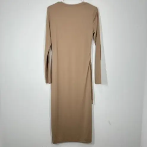 VERO MODA Phine Long Sleeve Rib Jersey Dress Light Brown Comfort Casual Travel