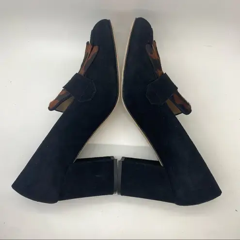 M. Gemi Lettura Block Heel Fringe Loafer Black Size 7