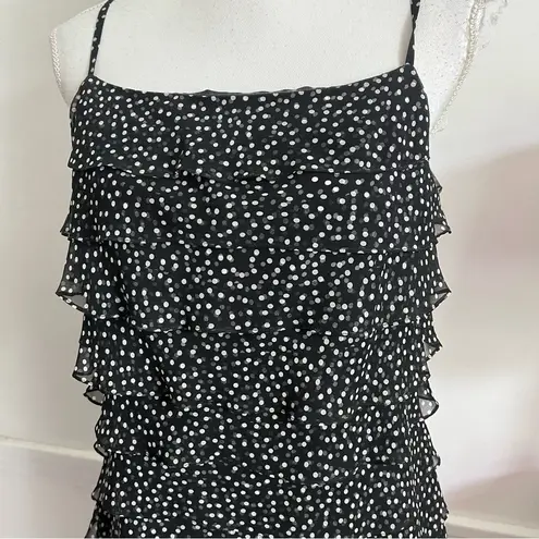 Talbots  • Vintage Black Polka Dot Ruffle Mini Dress