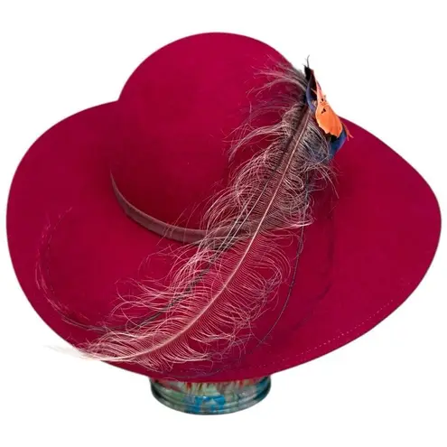 Vintage Burgundy Felt Hat Wide Brim Kurt Jr. by Tom Horn, Small Fit, Occasional Red