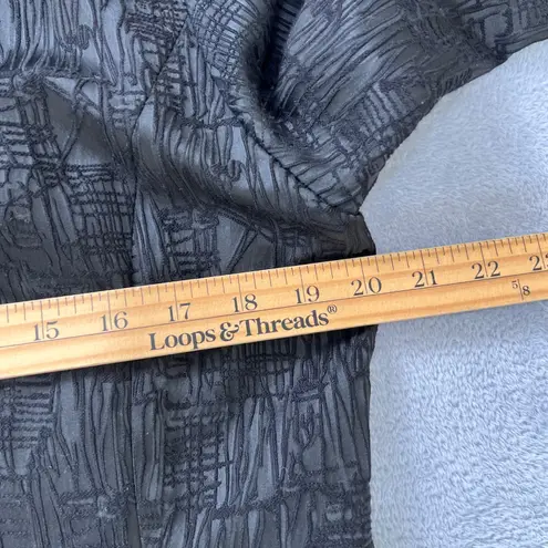 Misook Women Black Textured Blazer Jacket L Stretch Knit Open Front Lightweight